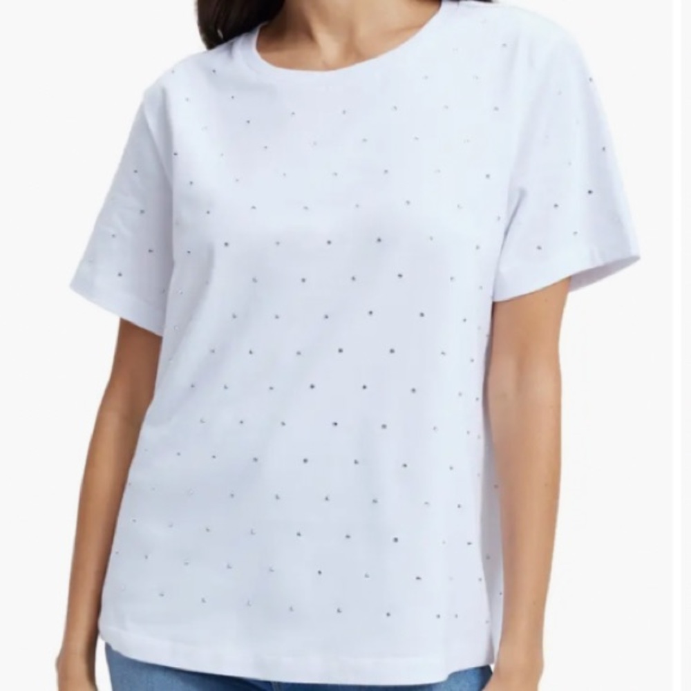 Good American Crystal Embellished Cotton T-Shirt